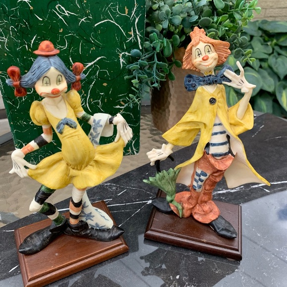 2 pcs FONTANINI clown figurine 946 CARRARA MARBLE BASE HAND PAINTED ITALY 70' - Picture 6 of 8